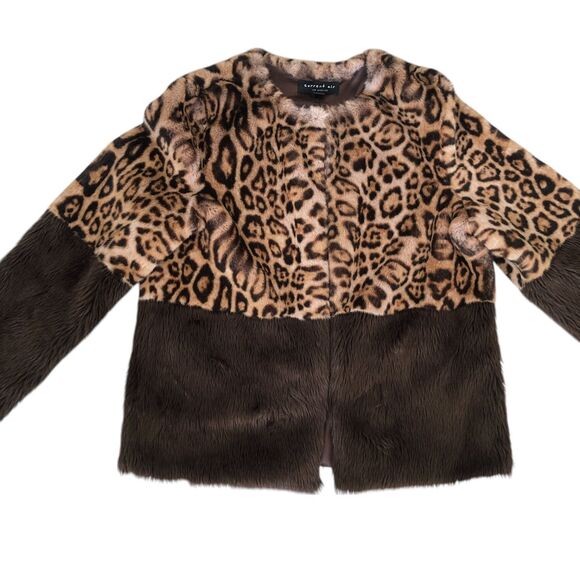ANTHROPOLOGIE CURRENT‎ AIR COZY SOFT LEOPARD COLORBLOCK JACKET SZ M - Picture 7 of 16